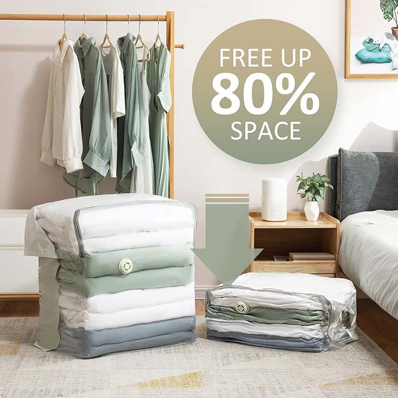 TOOL FREE Vacuum Bag Clothes Quilt Storage Bags Hand Compressed Saving Space Seal Packet Compression Organizer for Home Travel_voghion.com