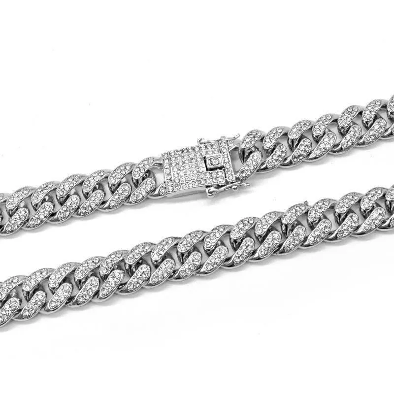 Ketten Iced Out Kette für Männer Frauen HipHop Miami Bling Cuban Big Gold Halskette Uhr Armband Strass Schmuckketten_voghion.com