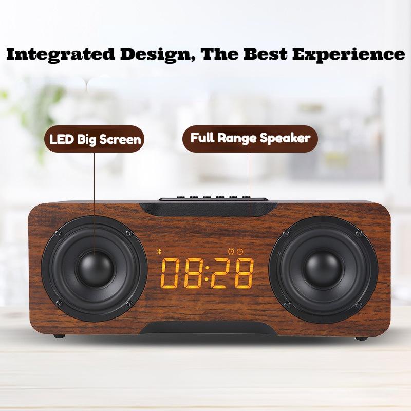 30W trähögtalare för hemmadator, trådlös Bluetooth-högtalare, väckarklocka, ljudbar, subwoofer, 3D-stereo, högtalare_voghion.com