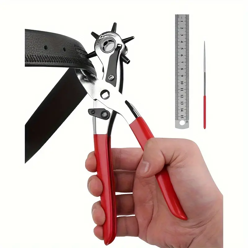 Perforator de curea din piele, rezistent, de 9" - rotativ, 6 dimensiuni, instrument manual de mână pentru meșteșuguri DIY și uz industrial_voghion.com