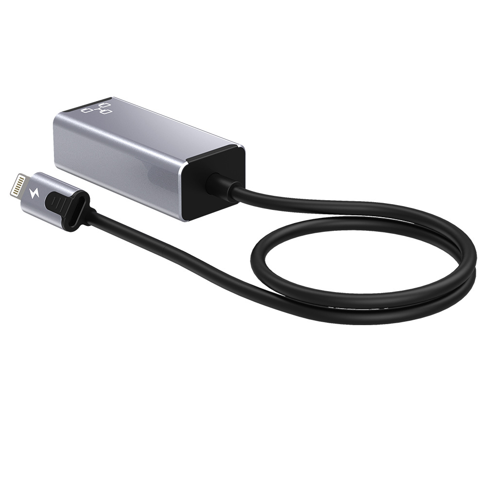 Ethernet-Adapter 8-polig auf RJ45 PD20W, Ladefunktion für externe 100-Mbit/s-Netzwerkkarte, Plug-and-Play-Gehäuse aus Aluminiumlegierung für iPhone/iPad_voghion.com