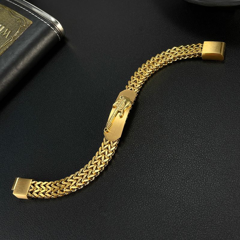 Bracciale da uomo placcato oro, design alla moda in acciaio inossidabile, chitarra tridimensionale_voghion.com