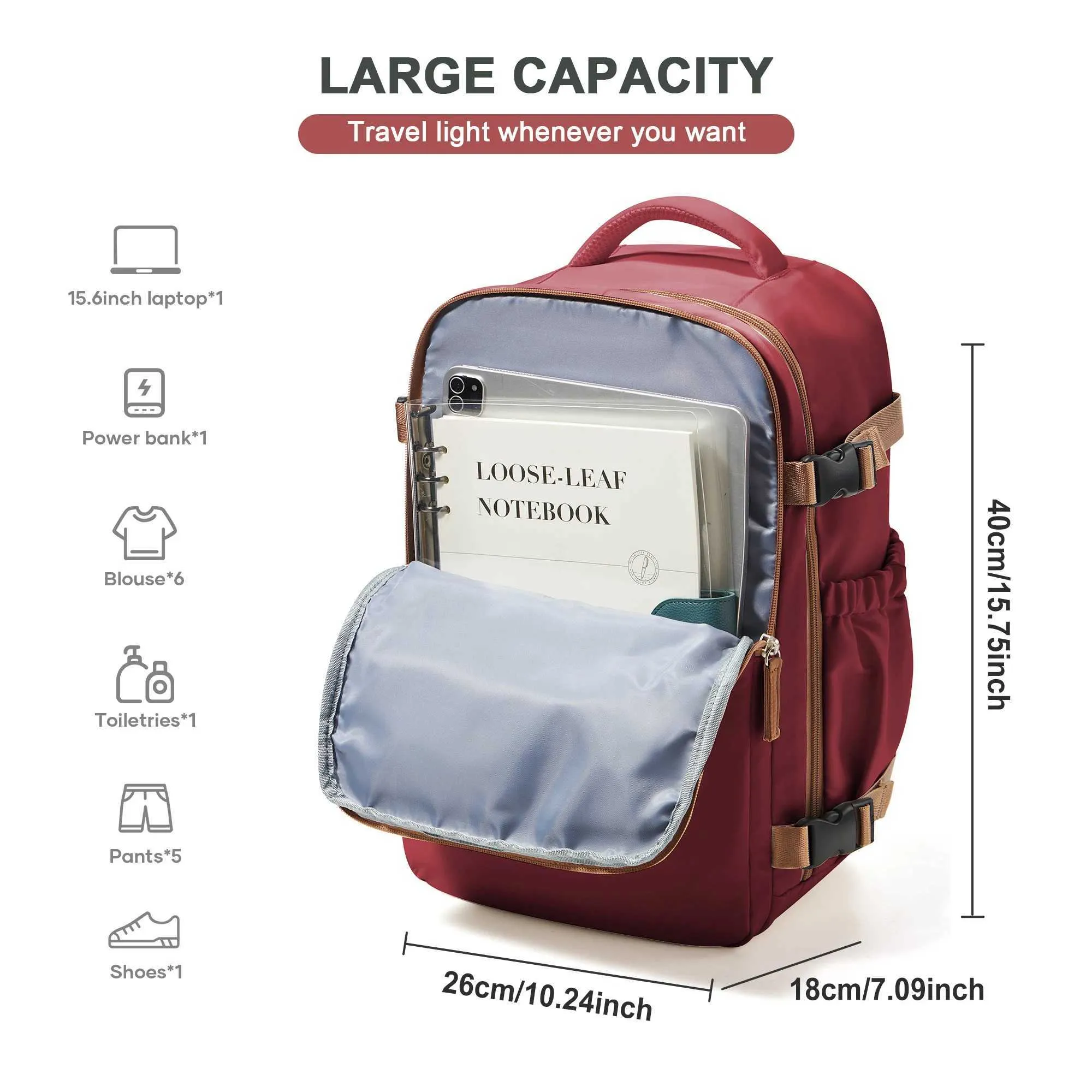 Reistas 40x30x20 Wizzair Handbagage Vliegtuig Mannen Vrouwen 15,6 inch Laptop Rugzak Waterdicht Casual_voghion.com