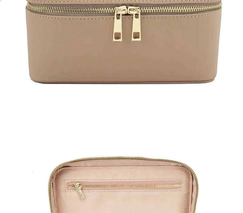 Ladies Saffiano Split Leather Travel Toiletry Case Portable Hanging Makeup Organizer Box Dopp Kit Cosmetic Bag For Women_voghion.com