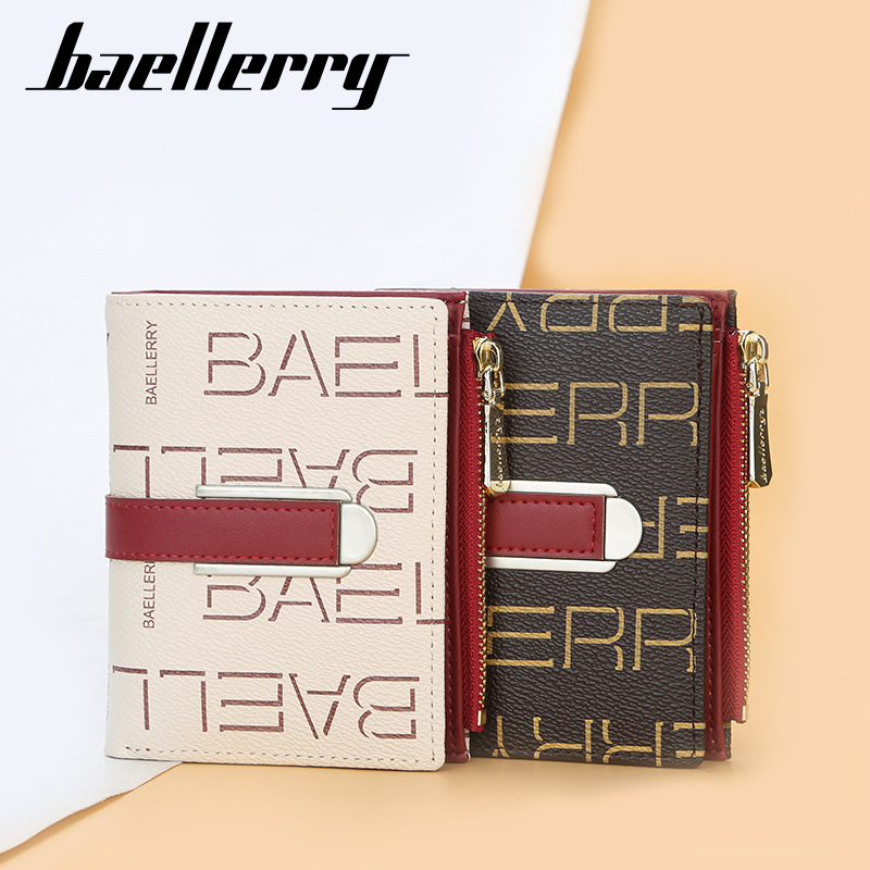 Baellerry ladies short wallet style printed multi-card slots snap coin purse fashionable zipper card holder for women_voghion.com