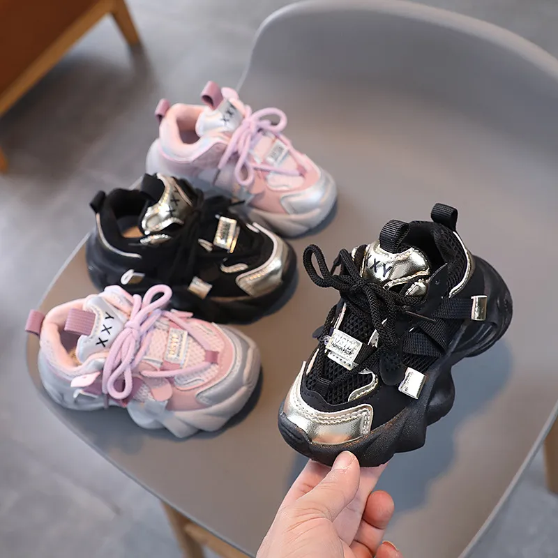 Youth Sneakers Mesh Material Girl Boy Soft-soled Non-slip Running Cutefeet Korean Style Kids Shoes Big Sizes 22 - 37_ecoleips.com