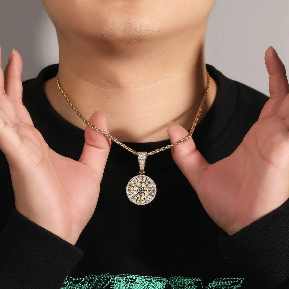 Collana con ciondolo a forma di capra con bussola retrò vintage hip hop, zircone 5A placcato oro vero, gioielli da uomo fantastici_voghion.com