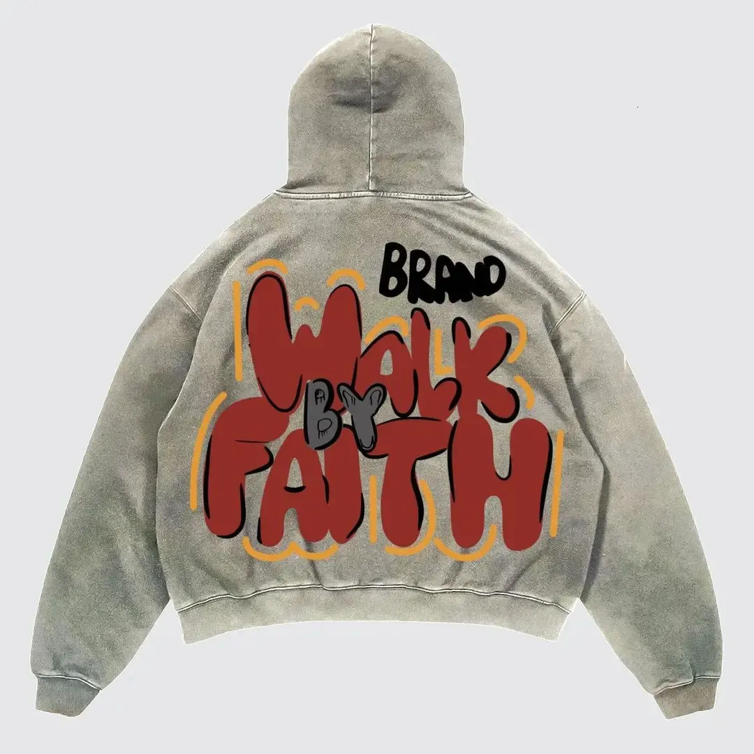 Mens Hoodies Sweatshirts Y2K Retro Hooded Sweatshirt Haruku Pattern Printed Long sleeved Pullover Street Hip Hop Couple_voghion.com