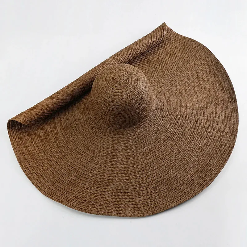 Foldable Women Oversized Ppy Straw Hat 70cm Diameter Large Brim Summer Sun Hats Panama Travel Beach Wholesale 240619_voghion.com