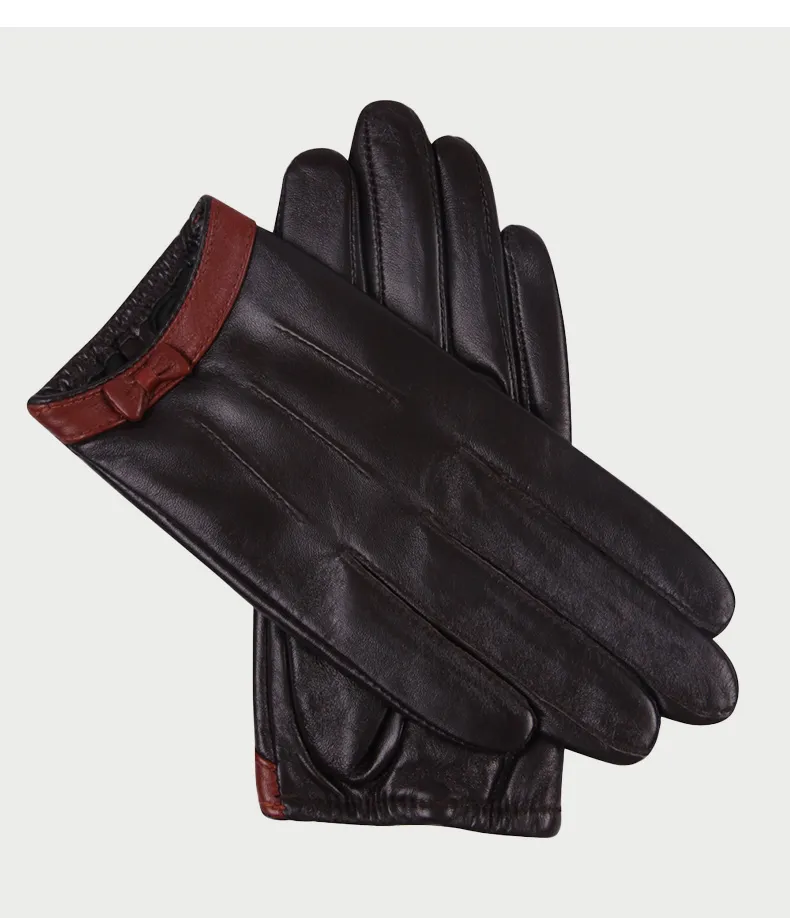 Moda-Couro Feminino Outono Inverno Estilo Fino Condução À Prova de Vento Mantenha Aquecido Couro Genuíno Pele de Carneiro Luvas Femininas_voghion.com
