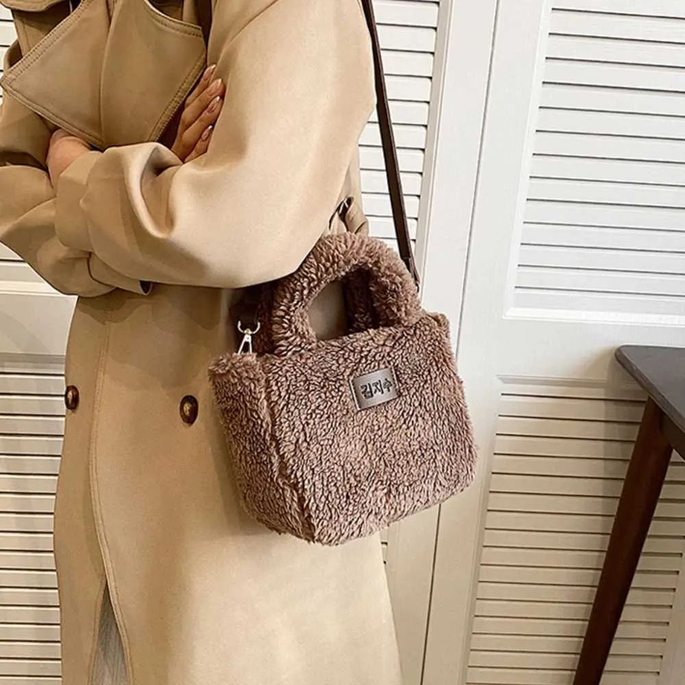 Borsa da donna firmata, secchiello, autunno inverno, borsa a tracolla in peluche, morbida e soffice, portafoglio in cashmere artificiale da donna_voghion.com