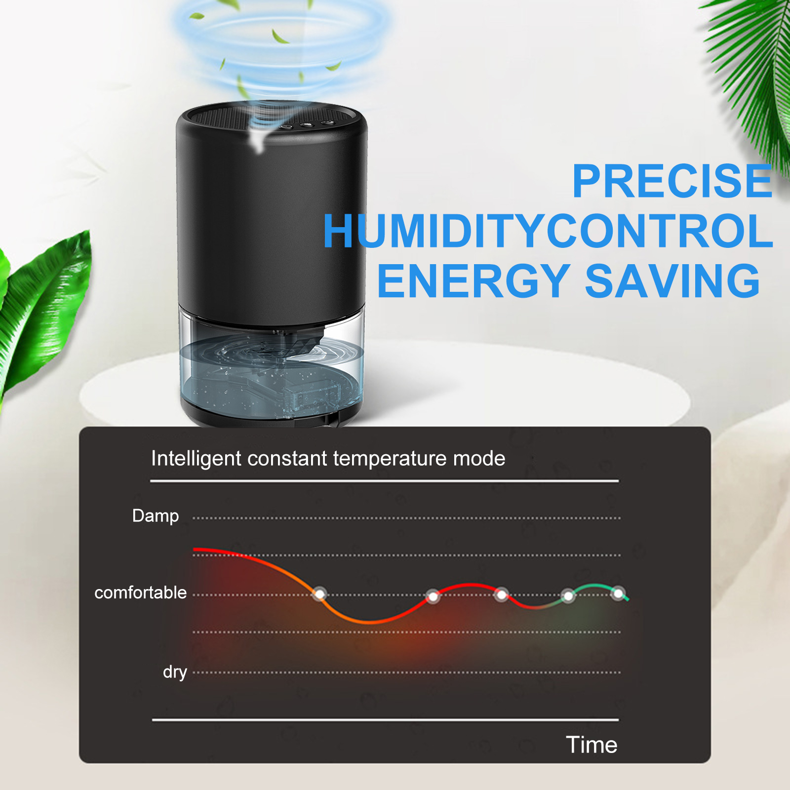 1000ml Air Dehumidifier Automatic Bucket Full Shut-Off Mute Bedroom Dryer with RGB Colorful Night Light Portable for Home Office_voghion.com