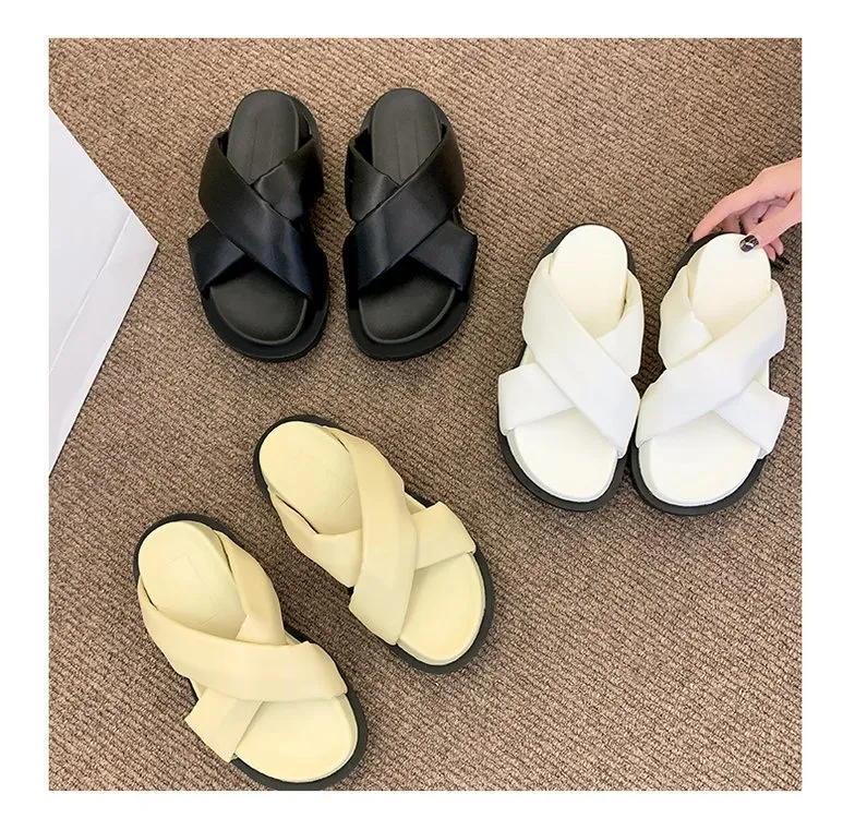 2022 Nw Womn Non-slip Platform Slipprs Summr Comfortabl Bach slids Woman Fashion Thick Sol outdoor sandals_voghion.com