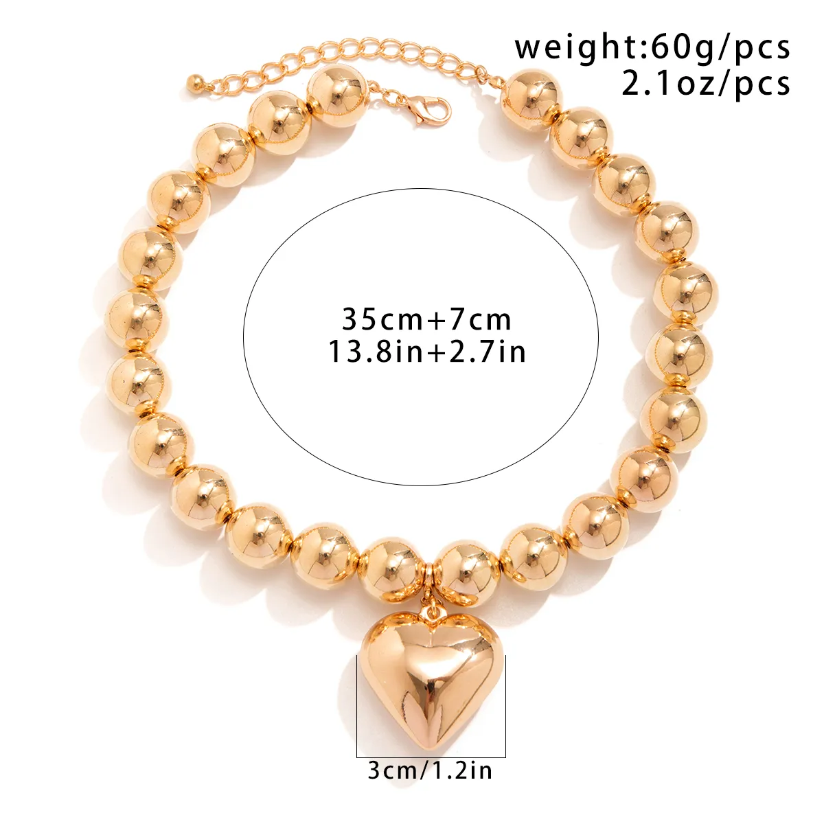 Collane con ciondolo IngeSight.Z Punk Metal Peach Heart Collana per donna Vintage Oro Colore CCB Perline Choker Party_voghion.com