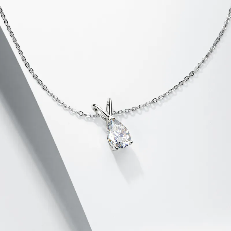 Catene Collana con ciondolo Moissanite taglio a pera Sterling Sier 1.5 CT D Colore Diamante Accessorio per il collo Gioielleria raffinata per le donne_voghion.com