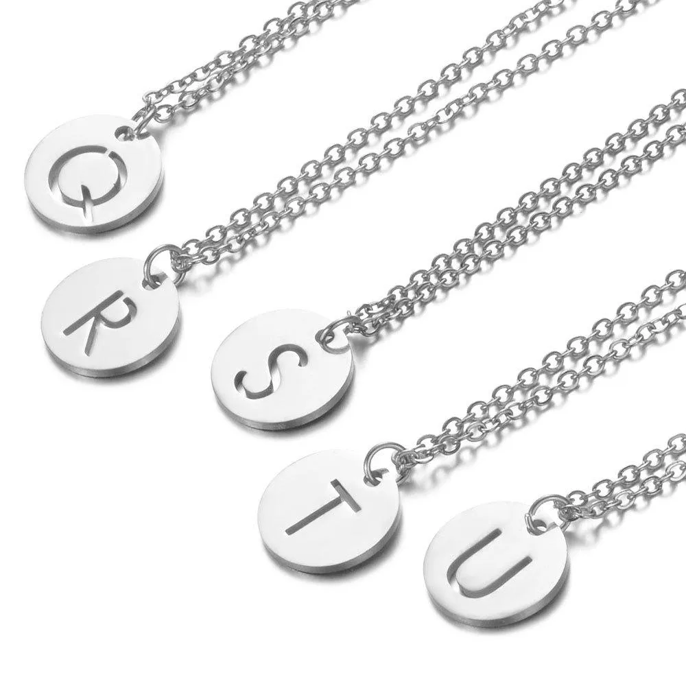 Sier Iniziali Acciaio Inossidabile Donne Ciondolo Gioielli A-Z 26 Lettere Hollow-Out Iniziale Collana Choker Regali Individuali_voghion.com