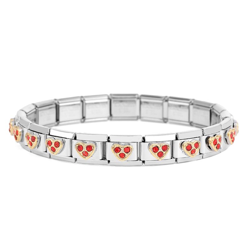 Pulsera DIY con corona de perlas de gallo arcoíris, módulo universal de acero inoxidable de 9 mm, estilo nórdico italiano_voghion.com