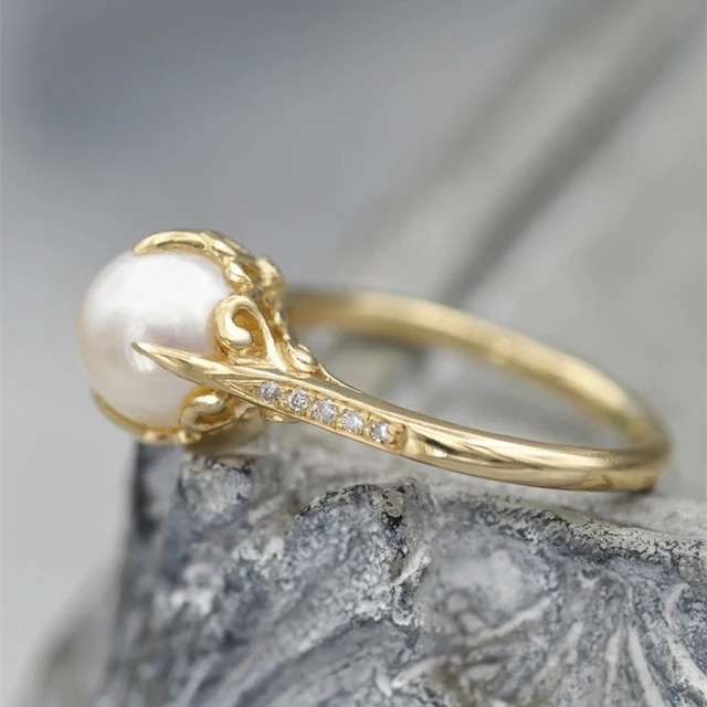 Heiße Verkäufe Huitan Perlenringe für Frauen Neu gestaltete Hochzeitsband-Accessoires Exquisites Geschenk Temperament Weiblicher Schmuck_voghion.com