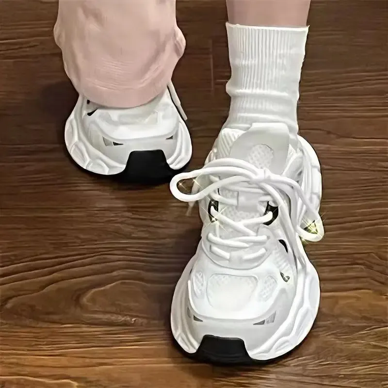 Modische Sport-Mesh-Schnürschuhe mit Mikrofaser-Zwischensohle für Damen zum Verkauf in hochwertigen, vulkanisierten Schuhen in Mischfarben 240930_voghion.com