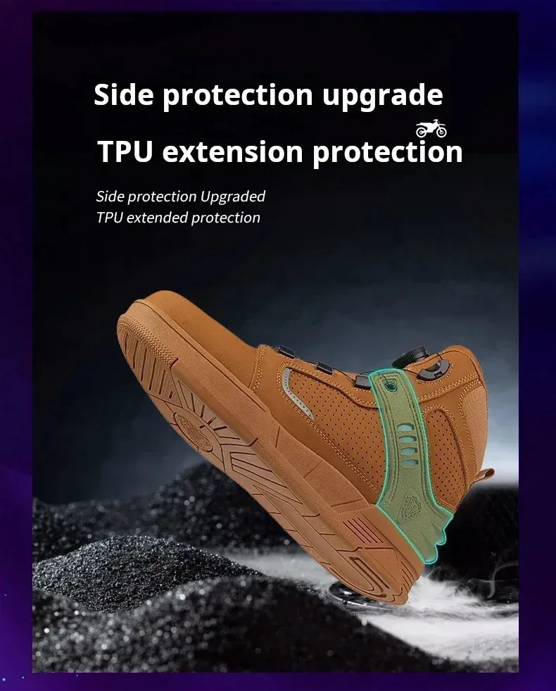 Motorcycle Riding Shoes For Men Black Protective Boots All Season_voghion.com