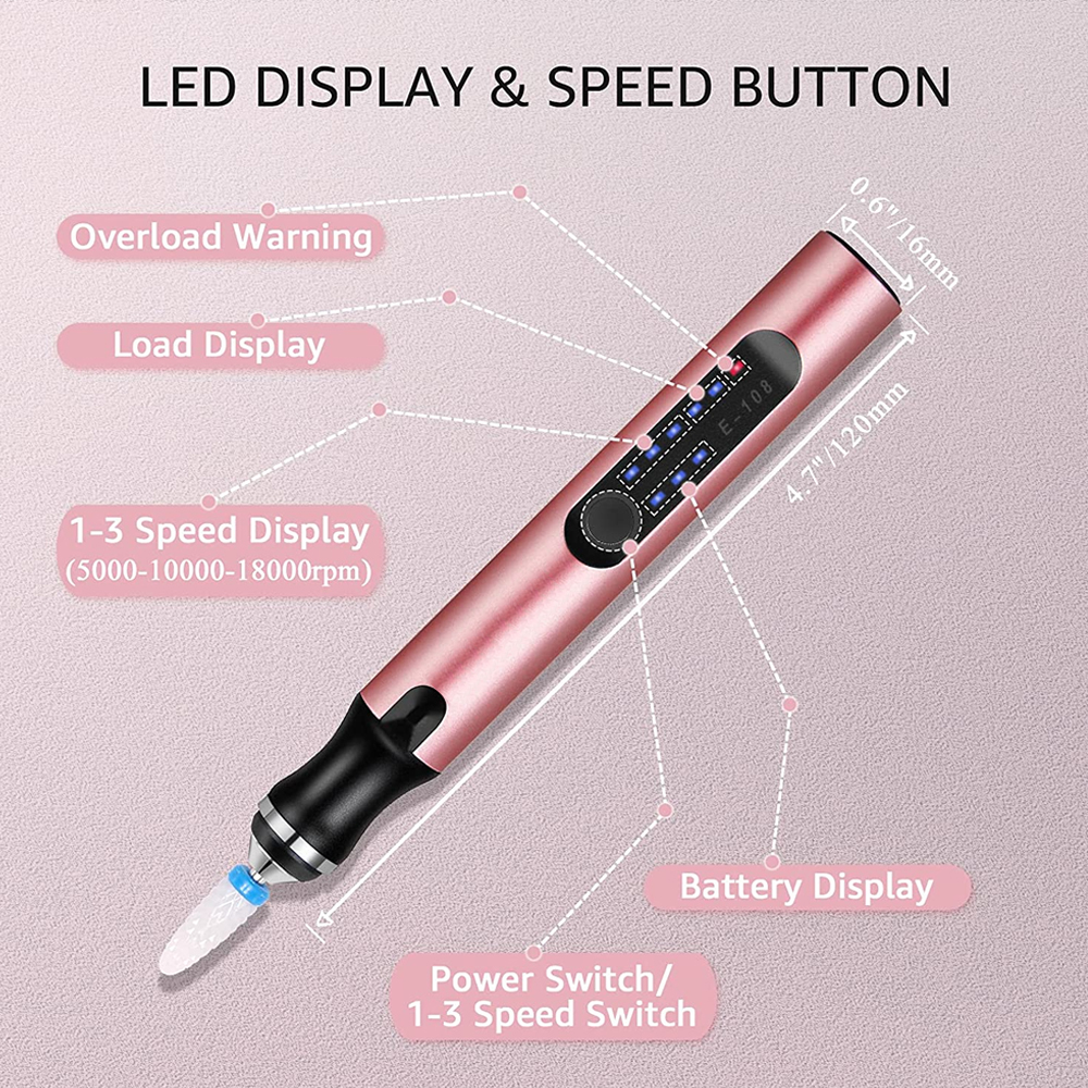 Kit di lima per unghie professionale per trapano elettrico portatile per unghie in gel, manicure, pedicure, lucidatura, strumenti per modellare, strumenti per unghie da salone_voghion.com