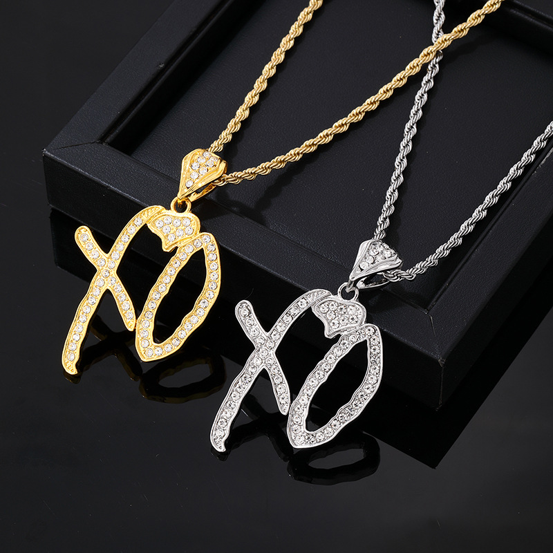 alloy hip hop pendant letter XO creative design niche pendant twist chain
