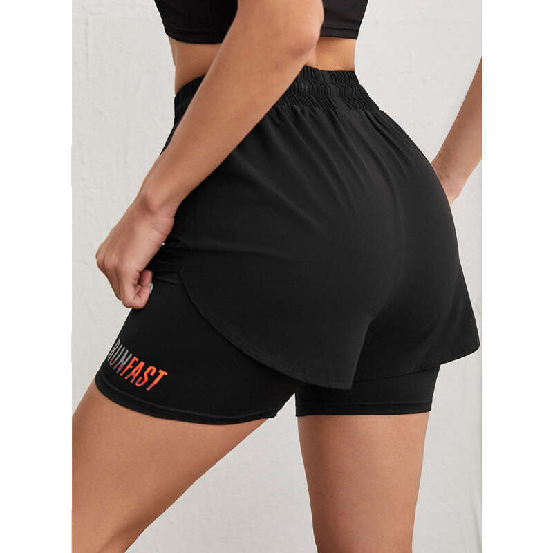 Pantaloni scurți sport, pantaloni de yoga antireflex pentru femei, vară caldă, noapte fierbinte, casual, uscare rapidă, alergare, respirabili, două piese_voghion.com