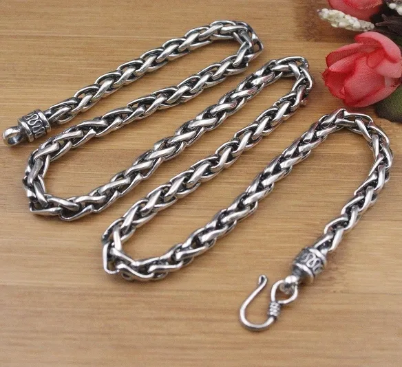 Sterling Silber Weizenketten Halskette Für Damen Und Herren_voghion.com