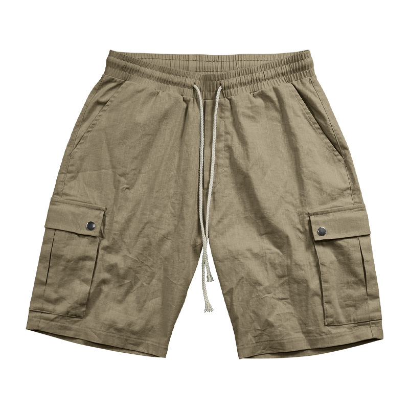 Men's Cargo Summer Trendy Casual Slim Fit Drawstring Thin Five-Point Shorts_voghion.com