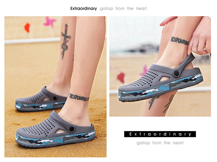 0916 Summer Beach Hole Fashion Trend Two Wear Men's Sandals Camo Shoes_voghion.com