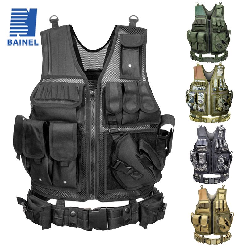 Entrenamiento militar al aire libre CS Multi-bolsillo táctico Molle Airsof Comba Armor Hombres Huning Painball Seguridad policial_voghion.com