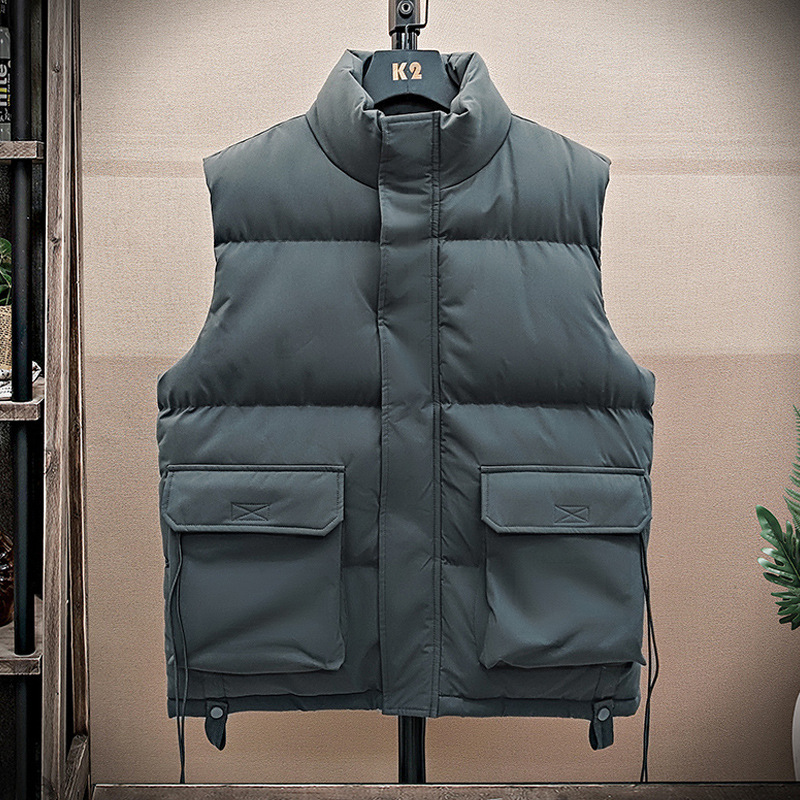​​Unisex Stand Collar Vest - Lightweight Winter Puffer Sleeveless Jacket With Zipper & Drawstring (M-4XL, Cream)​​