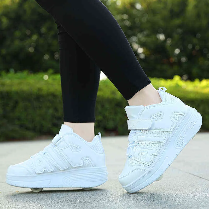 Chaussures de sport à roulettes avec deux roues pour enfants garçons filles mode tennis enfants garçon fille patinage roue sneaker_voghion.com