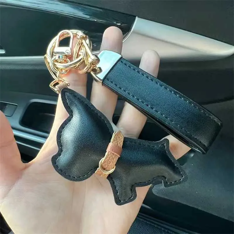 Porte-clés de voiture en cuir avec chiot bouledogue français, cadeau créatif, pendentif pour sac, décoration mignonne Y241121_voghion.com
