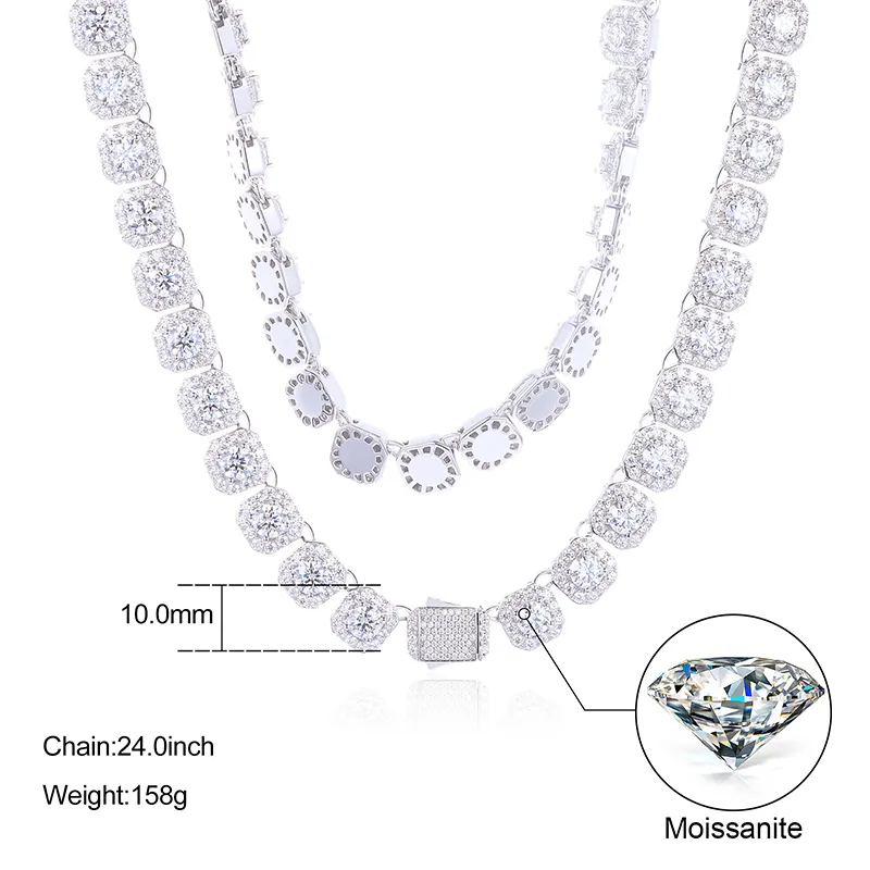 Moissanite Diamond Tennis Chain Necklace For Men And Women_voghion.com