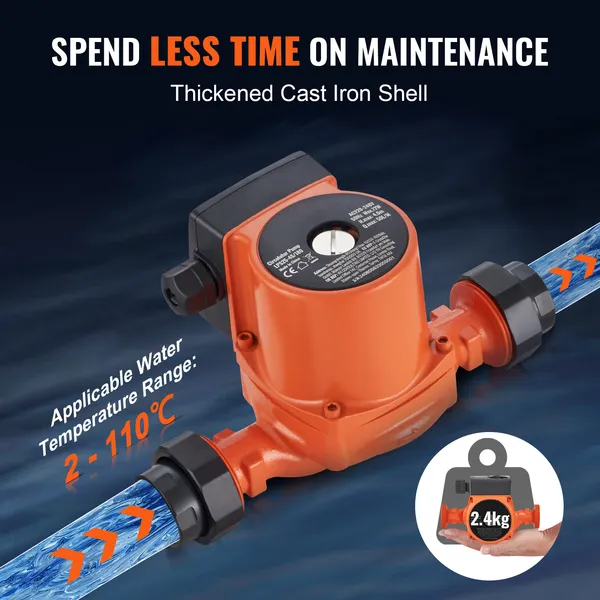 Hot Water Recirculating Pump 3 Speed Quiet Circulator For Home_voghion.com
