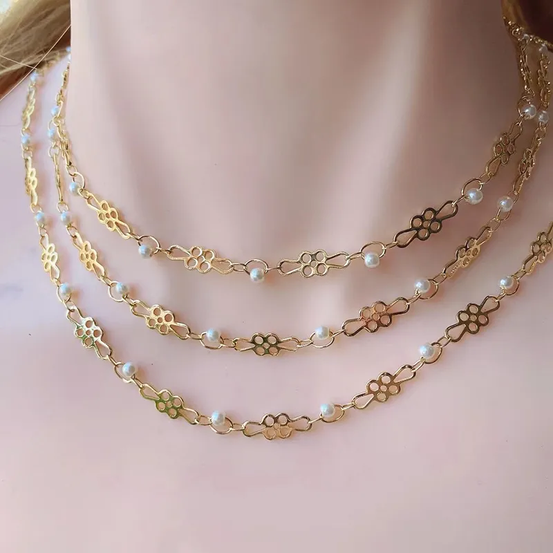 Ketten 3 Meter elegante Kette Zubehör Link winzige Perlen DIY Schmuck Böhmen 70088_voghion.com