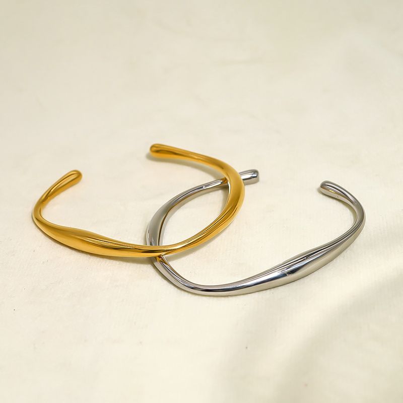 Brățară din oțel inoxidabil 316, placată cu aur de 14K, stil casual, simplu, culoare solidă, vrac_voghion.com