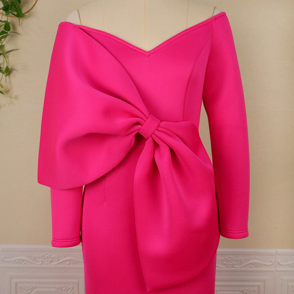 Sexy Plus-size Kleid Schulterfrei Mit Schleife Figurbetont_voghion.com