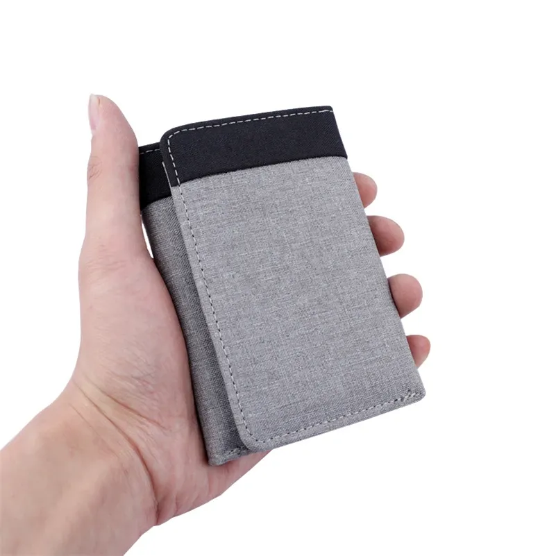 Canvas Men ID/Photo Holders Black/Blue/Gray Card Holder Wallet Case 8 Slots Hasp Male Purse_voghion.com