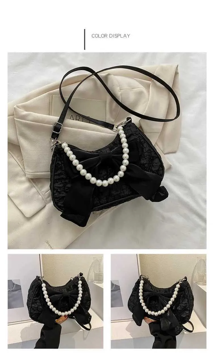 Sommer Neue Frauen Perle Handtasche Modische Trendy Bowknot Plissee Weibliche Umhängetaschen Nette Vielseitige Einzelne Schulter_voghion.com