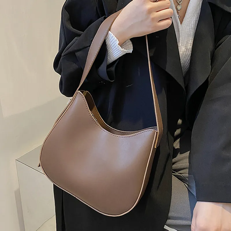 Yogodlns Half-Moon Shoulder Underarm PU Leather Armpit Retro Crossbody Bag Designer Ladies Portable Handbag Totes Purse_voghion.com