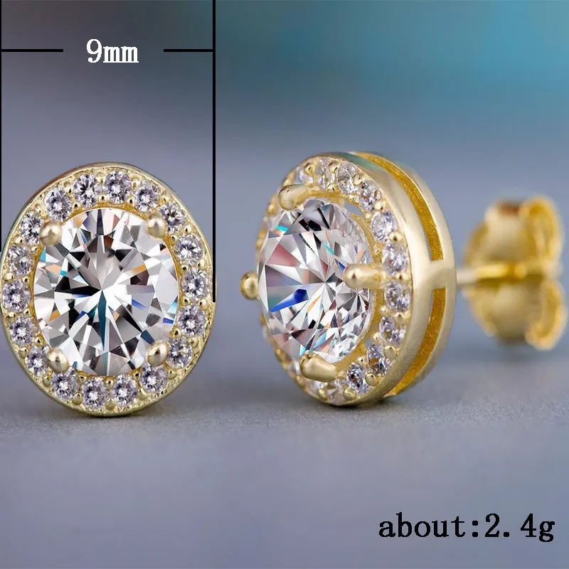 Cubic Zircon Dia Stud Earrings Charm Sier Gold Crystal Round Square Love Heart Ear Rings Engagement Wedding Gift For_voghion.com