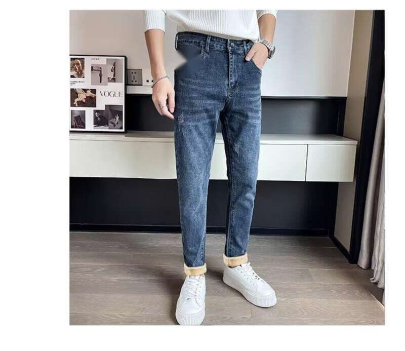 Jeans spessi e morbidi nuovi invernali 2025, edizione coreana, pantaloni alla moda, aderenti, elastici, a gamba piccola, caldi_voghion.com