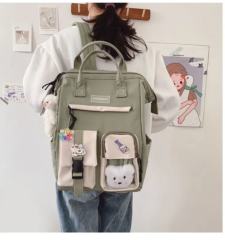 2024 Damen-Laptop-Rucksäcke in Bonbonfarben, süße Kawaii-Schultaschen für japanische Reise-Camping-Rucksäcke für Teenager_voghion.com