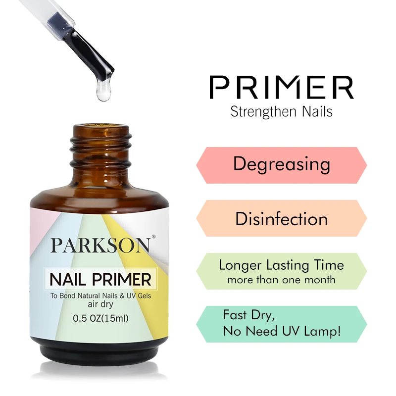 Parkson 15 ml greitai džiūstantis gruntas be rūgščių UV gelio pagrindo gruntas Nereikia UV LED lempos mirkyti gelinis nagų lakas nagų dailės dizainui_voghion.com