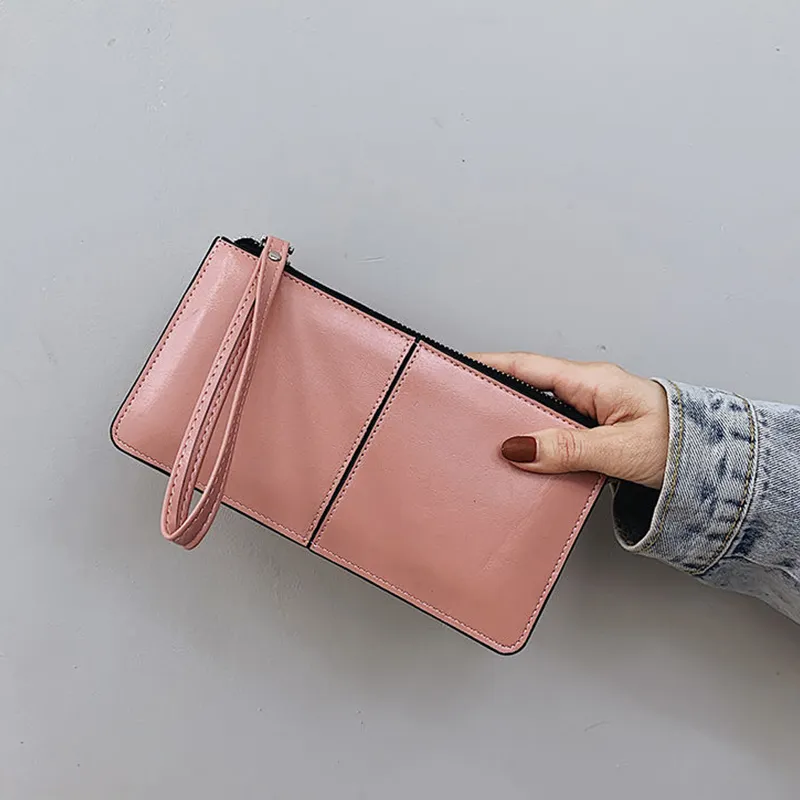 Yogodlns Fashion Solid Color Wallet Female PU Leather Handbag Long Zipper Clutch Card Holder Coin Purse Multi-layer_voghion.com
