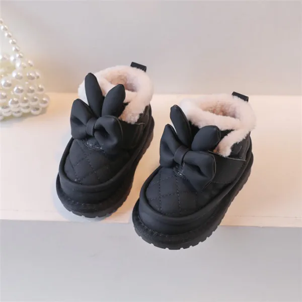 Kinderen Sneeuw 2023 Nieuwe Winter Kinderen Schoenen Vlinderknoop Waterdicht Warm Pluche Mode Peuter Meisjes Laarzen EU 21-30_voghion.com