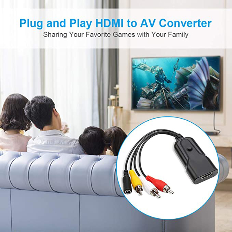 Convertor compozit HDMI la AV CVBS RCA 1080P HDMI Audio Video Converter Adaptor pentru PC Laptop TV Box PS4 PS3 Xbox_voghion.com