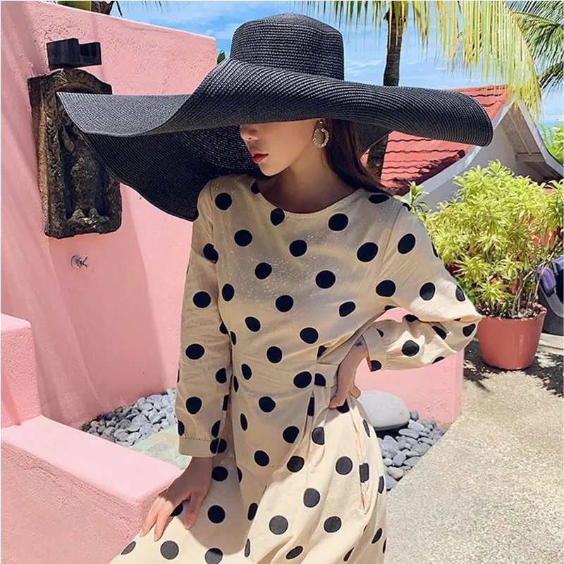Foldable Women Oversized Ppy Straw Hat 70cm Diameter Large Brim Summer Sun Hats Panama Travel Beach Wholesale 240619_voghion.com